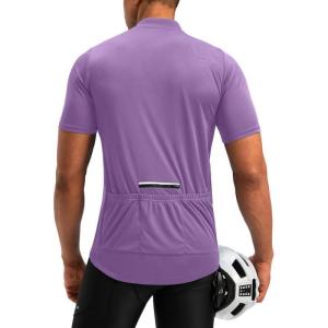 image:imageBikewa Mens Cycling Jersey Moisture Wicking Short Sleeve UPF Half Zip Bike Road Riding Biking Shirts for Men Zipper PocketsPurple
