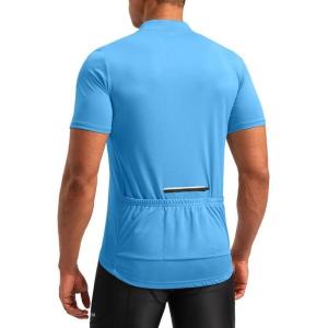 image:imageBikewa Mens Cycling Jersey Moisture Wicking Short Sleeve UPF Half Zip Bike Road Riding Biking Shirts for Men Zipper PocketsSky Blue