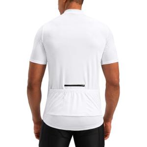 image:imageBikewa Mens Cycling Jersey Moisture Wicking Short Sleeve UPF Half Zip Bike Road Riding Biking Shirts for Men Zipper PocketsWhite