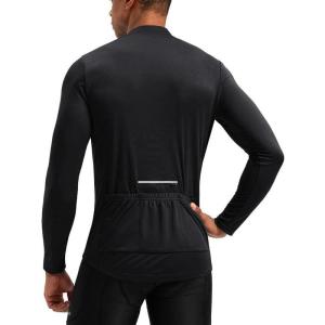 image:imageBikewa Mens Cycling Jersey with 31 Rear Zipper Pockets Long Sleeve Moisture Wicking UPF 50 Half Zip Riding Bike ShirtsBlack