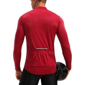 image:imageBikewa Mens Cycling Jersey with 31 Rear Zipper Pockets Long Sleeve Moisture Wicking UPF 50 Half Zip Riding Bike ShirtsDark Red