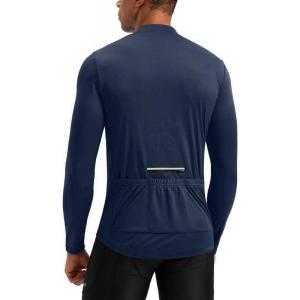 image:imageBikewa Mens Cycling Jersey with 31 Rear Zipper Pockets Long Sleeve Moisture Wicking UPF 50 Half Zip Riding Bike ShirtsNavy