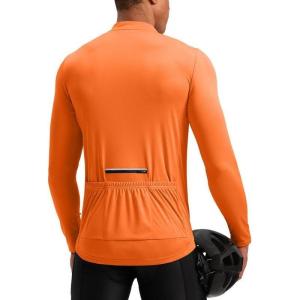 image:imageBikewa Mens Cycling Jersey with 31 Rear Zipper Pockets Long Sleeve Moisture Wicking UPF 50 Half Zip Riding Bike ShirtsOrange