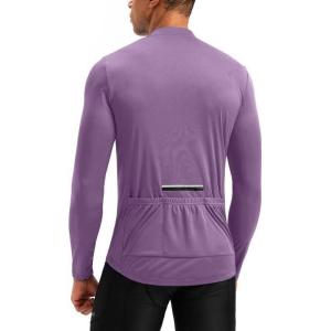 image:imageBikewa Mens Cycling Jersey with 31 Rear Zipper Pockets Long Sleeve Moisture Wicking UPF 50 Half Zip Riding Bike ShirtsPurple
