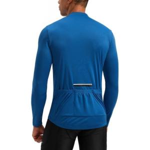 image:imageBikewa Mens Cycling Jersey with 31 Rear Zipper Pockets Long Sleeve Moisture Wicking UPF 50 Half Zip Riding Bike ShirtsRoyal Blue