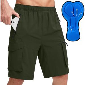 image:imageBikewa Mens Mountain Bike Shorts 3D Padded Loosefit Biking Riding Cycling Bicycle Biker Shorts Zipper PocketsArmy Green