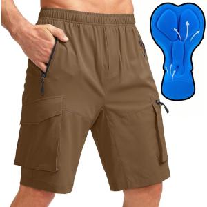 image:imageBikewa Mens Mountain Bike Shorts 3D Padded Loosefit Biking Riding Cycling Bicycle Biker Shorts Zipper PocketsBrown
