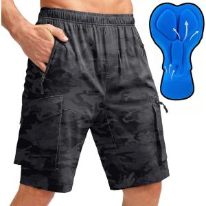 image:imageBikewa Mens Mountain Bike Shorts 3D Padded Loosefit Biking Riding Cycling Bicycle Biker Shorts Zipper PocketsCamo Black