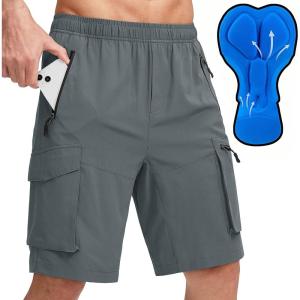 image:imageBikewa Mens Mountain Bike Shorts 3D Padded Loosefit Biking Riding Cycling Bicycle Biker Shorts Zipper PocketsGrey