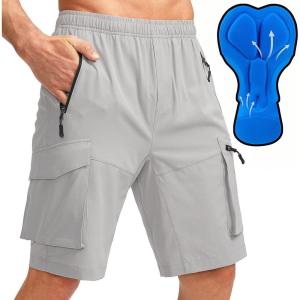 image:imageBikewa Mens Mountain Bike Shorts 3D Padded Loosefit Biking Riding Cycling Bicycle Biker Shorts Zipper PocketsLight Grey