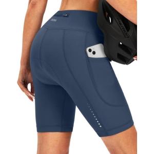 image:imageBikewa Womens 4D Padded Bike Shorts Cycling Riding Road Biking Bicycle Cycle Shorts for Women Zipper PocketsBlue Grey