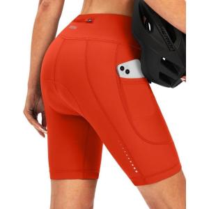 image:imageBikewa Womens 4D Padded Bike Shorts Cycling Riding Road Biking Bicycle Cycle Shorts for Women Zipper PocketsOrange