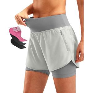 image:imageBikewa Womens Mountain Bike Shorts 4D Padded Cycling Riding Biking Bicycle Biker Cycle Shorts for Women Zipper PocketsBright Grey