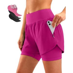 image:imageBikewa Womens Mountain Bike Shorts 4D Padded Cycling Riding Biking Bicycle Biker Cycle Shorts for Women Zipper PocketsRose