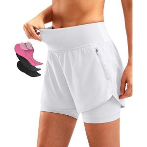 image:imageBikewa Womens Mountain Bike Shorts 4D Padded Cycling Riding Biking Bicycle Biker Cycle Shorts for Women Zipper PocketsWhite