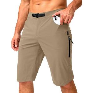 image:imageMens Mountain Bike Shorts Stretch Cycling Biking Bicycle Quick Dry Hiking Shorts for Men Zipper PocketsKhaki