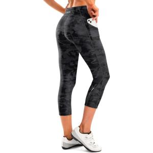 image:imageWomens 4D Padded Bike Pants High Waist Cycling Shorts Bicycle Capris 34 Biking Tights with Zipper PocketsCamoblack
