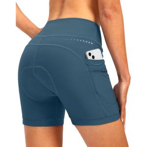 image:imageWomens 4D Padded Bike Shorts 57 Riding Underwear Cycling Bicycle Road Biking Cycle Shorts for Women Zipper PocketsBlue Grey