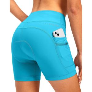 image:imageWomens 4D Padded Bike Shorts 57 Riding Underwear Cycling Bicycle Road Biking Cycle Shorts for Women Zipper PocketsSky Blue