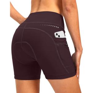 image:imageWomens 4D Padded Bike Shorts 57 Riding Underwear Cycling Bicycle Road Biking Cycle Shorts for Women Zipper PocketsWine