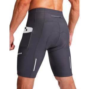 image:imageBikewa Mens Bike Shorts 3D Padded Cycling Road Biking Mountain Riding Biker Bicycle UPF 50 Cycle Shorts Zipper PocketsDark Grey