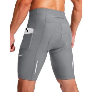 image:imageBikewa Mens Bike Shorts 3D Padded Cycling Road Biking Mountain Riding Biker Bicycle UPF 50 Cycle Shorts Zipper PocketsLight Grey