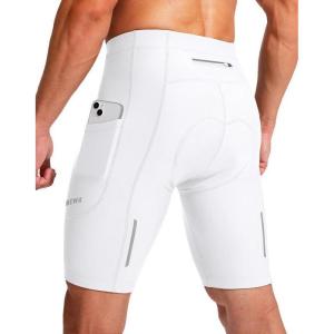 image:imageBikewa Mens Bike Shorts 3D Padded Cycling Road Biking Mountain Riding Biker Bicycle UPF 50 Cycle Shorts Zipper PocketsWhite