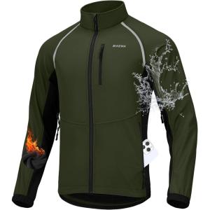 image:imageBikewa Mens Winter Cycling Jackets Thermal Warm Water Resistant Bike Running Windproof JacketArmy GreenBlack