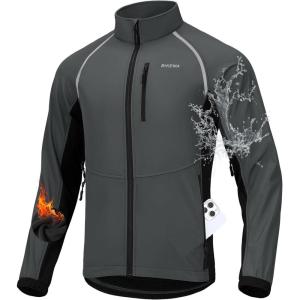 image:imageBikewa Mens Winter Cycling Jackets Thermal Warm Water Resistant Bike Running Windproof JacketGreyBlack