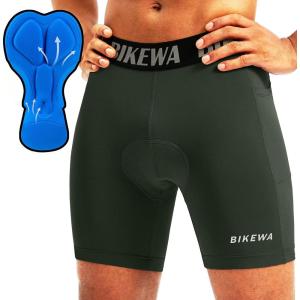 image:imageMens 4D Padded Bike Shorts Cycling Underwear Biking Bicycle Padding Shorts for Men Side PocketsArmy Green