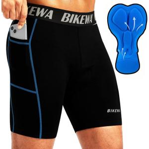 image:imageMens 4D Padded Bike Shorts Cycling Underwear Biking Bicycle Padding Shorts for Men Side PocketsBlack Blue