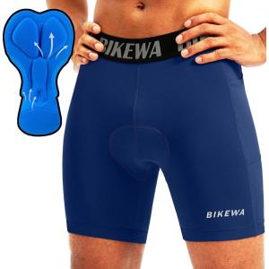 image:imageMens 4D Padded Bike Shorts Cycling Underwear Biking Bicycle Padding Shorts for Men Side PocketsBlue