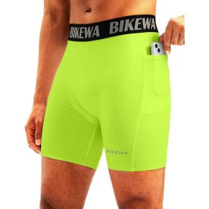 image:imageMens 4D Padded Bike Shorts Cycling Underwear Biking Bicycle Padding Shorts for Men Side PocketsBright Green