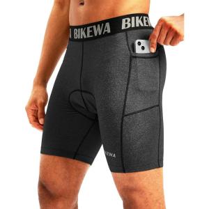image:imageMens 4D Padded Bike Shorts Cycling Underwear Biking Bicycle Padding Shorts for Men Side PocketsCharcoal
