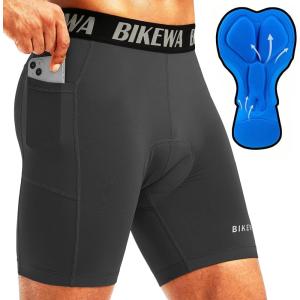 image:imageMens 4D Padded Bike Shorts Cycling Underwear Biking Bicycle Padding Shorts for Men Side PocketsDark Grey