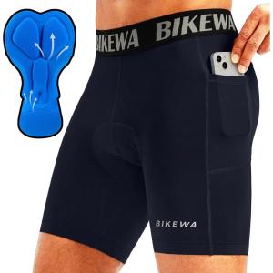 image:imageMens 4D Padded Bike Shorts Cycling Underwear Biking Bicycle Padding Shorts for Men Side PocketsNavy